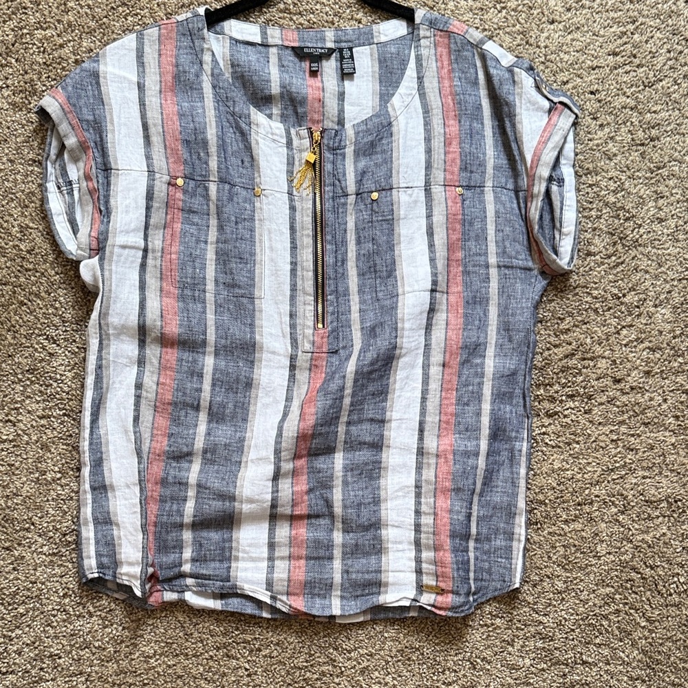 Ellen Tracy Multicolor Striped Blouse
